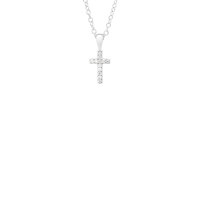 Albert's Kids Sterling Silver White CZ Cross on 15'' Chain P 729