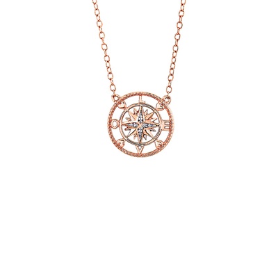 Albert's Sterling Silver and Rose Gold Diamond Love Compass