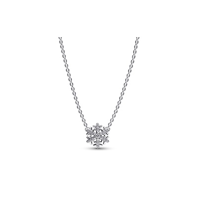 Snowflake Pendant Necklace Sterling Silver With Cubic Zirconia - Christmas Gift For Women - View #4