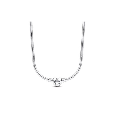 Pandora Moments Heart Clasp Snake Chain Necklace 393091C00-45