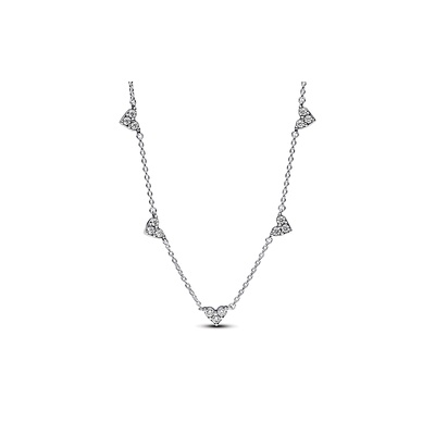 Pandora Triple Stone Heart Station Chain Necklace 393160C01-45
