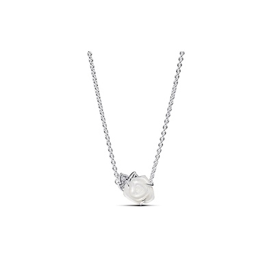 Pandora White Rose in Bloom Collier Necklace 393206C01-45