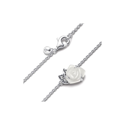 Pandora White Rose in Bloom Collier Necklace 393206C01-45