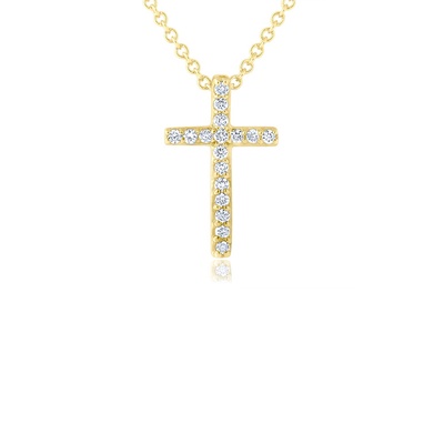 Albert's 10k Yellow Gold 18'' .10ctw Diamond Cross Pendant P5528