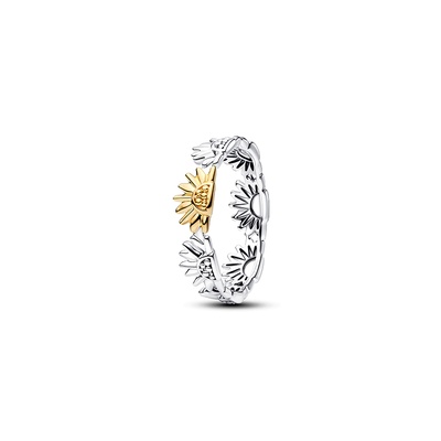 Pandora Sunflower Two-Tone Band Ring 164702C00-48