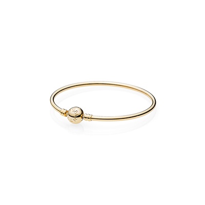 Pandora 14K Gold Bangle w/ Signature Clasp Bracelet 550713-19