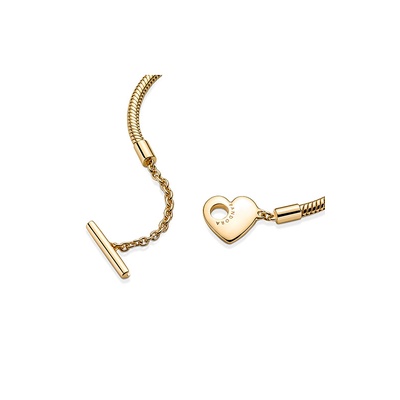 Pandora Moments Heart T-Bar Snake Chain Bracelet 569285C00-16