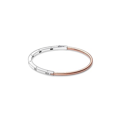 Pandora Signature Two-tone I-D Pave Bangle 582740C01-1 - FINAL SALE