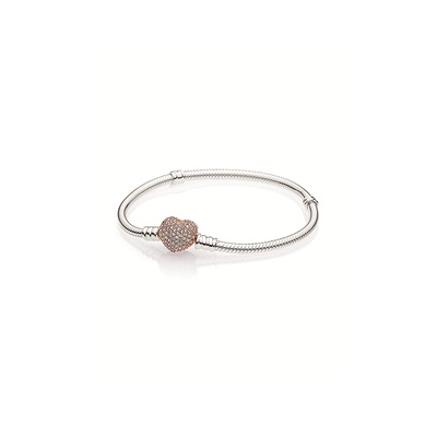 Pandora Moments Pavé Heart Clasp Snake Chain Bracelet 586292CZ-16