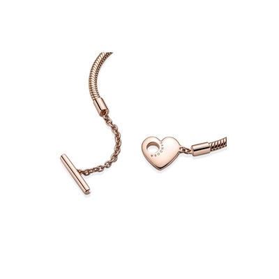 Pandora Moments Heart T-Bar Snake Chain Bracelet 589285C00-16