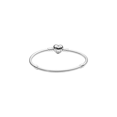 Pandora Moments Sparkling Heart Clasp Snake Chain Bracelet 590727CZ-16