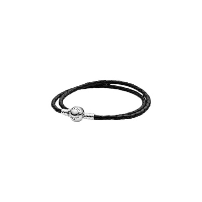 Pandora Moments Double Black Leather Bracelet 590745CBK-D1