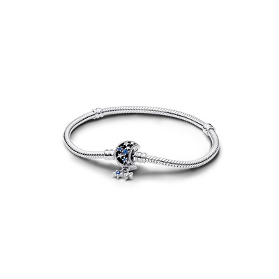 Pandora Moments Sparkling Moon Clasp Snake Chain Bracelet 592819C01-17