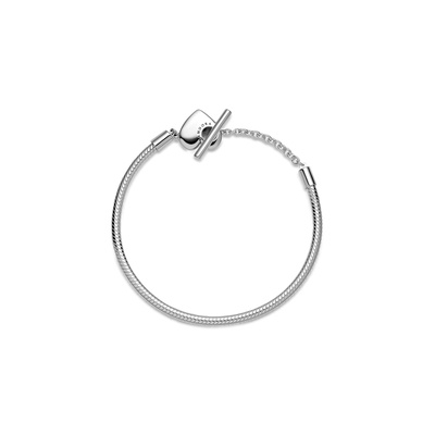 Pandora Moments Heart T-Bar Snake Chain Bracelet 599285C00-16