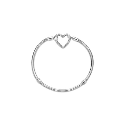 Pandora Moments Heart Closure Snake Chain Bracelet 599539C00-16