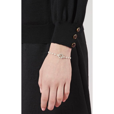 Gucci Sterling Silver 7.25'' Interlocking G Flower Bracelet