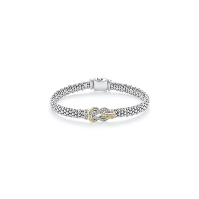 LAGOS Sterling Silver 18k Yellow Gold .12CTW Newport Knot Caviar