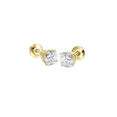 Albert's 14k Yellow Gold 3ctw Diamond Screw Back Stud Earrings