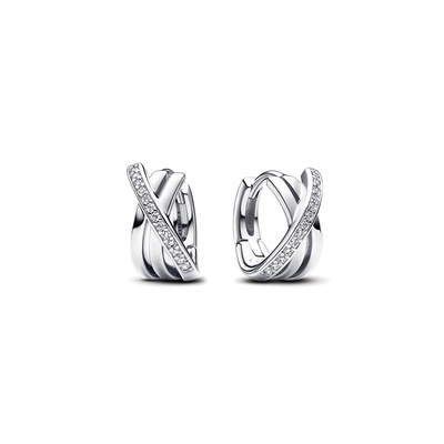 Pandora Crossover Pavé Hoop Earrings 293150C01