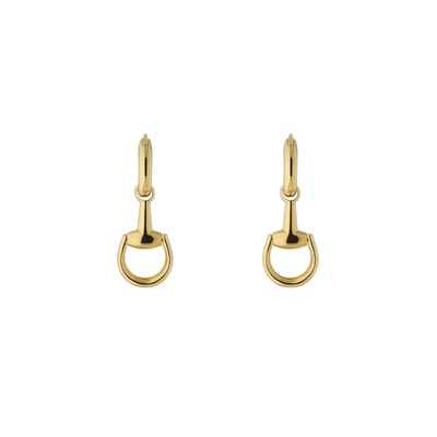 Gucci Sterling Silver Horsebit Drop Stud Earrings