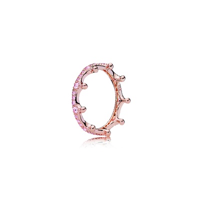 Pandora Pink Sparkling Crown Ring 187087NPO-50 - FINAL SALE