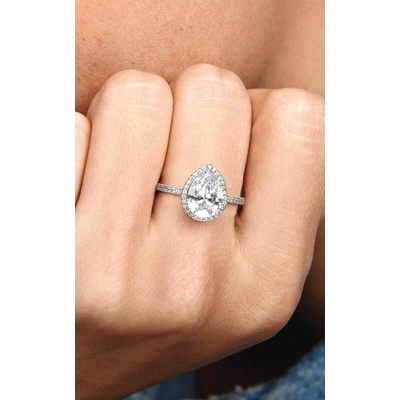 Pandora Sparkling Teardrop Halo Size 4.5 Ring 196251CZ-48