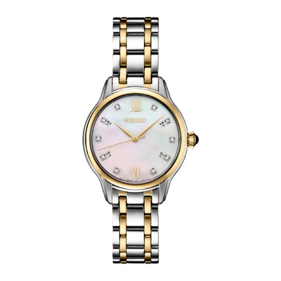Seiko Diamonds Ladies' Gold Tone Mother of Pearl Watch SRZ540