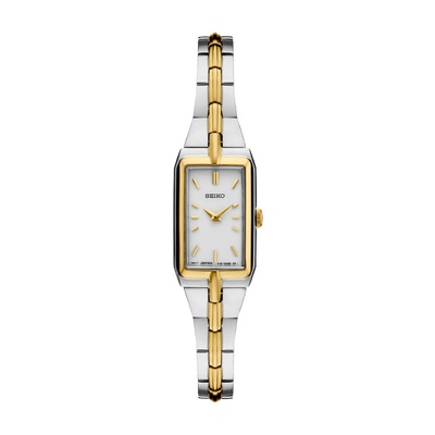 Seiko Essentials Two Tone White 15.5mm Tank Watch SWR044