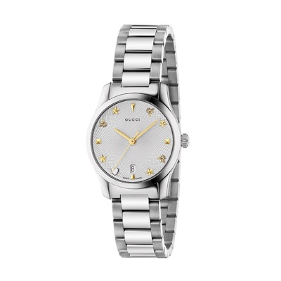グッチ　レディース腕時計 Gucci G-Timeless Ladies 27mm Silver Tone Watch YA126572A
