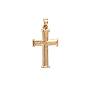 14K Yellow Gold Small Cross Pendant With Bevel Edge - Goldum NYC, New With Tags