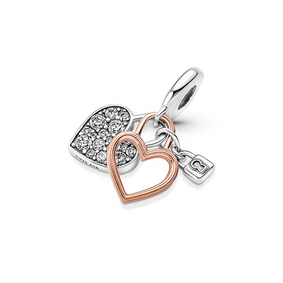 Pandora Heart Padlock Double Dangle Charm 780087C01