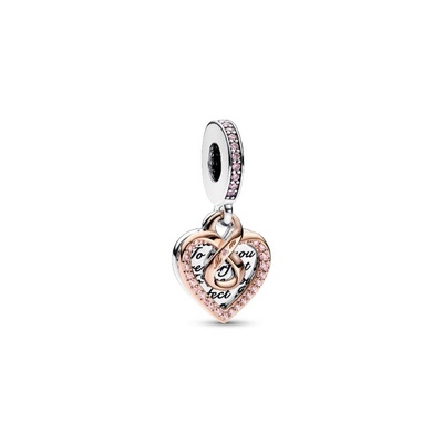 Two-tone Infinity Heart Double Dangle Charm 782641C01