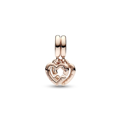 Pandora Linked Sister Hearts Split Dangle Charm 789538C01 - FINAL SALE