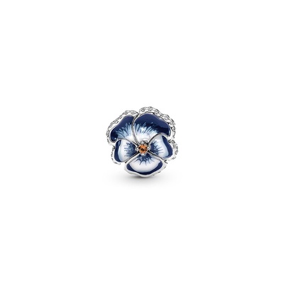 Pandora ローズゴールド チャーム　フラワー　クリップ　ブルーチャーム Pandora Blue Pansy Flower Charm 790777C02