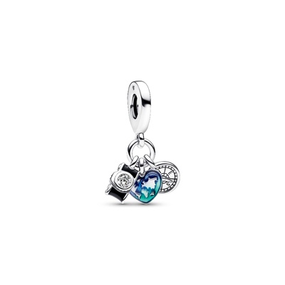 Pandora Camera, Heart Compass Triple Dangle Charm 792703C01