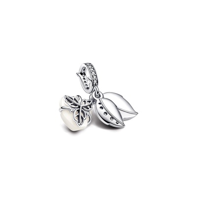 Pandora White Rose in Bloom Double Dangle Charm 793200C01