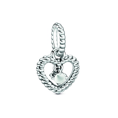 Pandora Milky White Beaded Heart Dangle Charm 798854C04