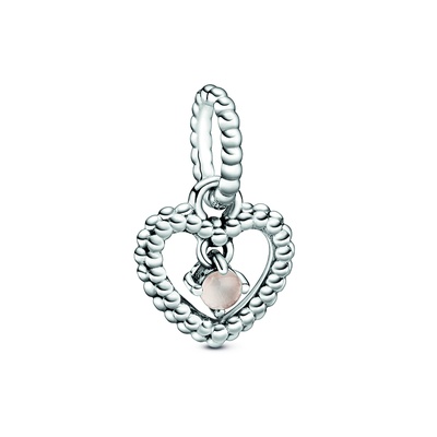 Pandora Misty Rose Beaded Heart Dangle Charm 798854C06 - FINAL SALE