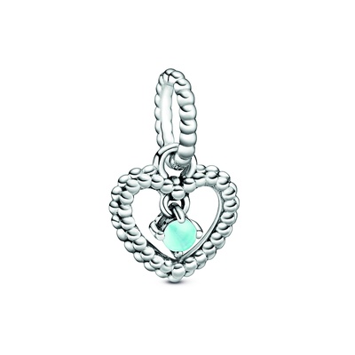 Ｊｏｕ♡*.+゜ Pandora Sky Blue Beaded Heart Dangle Charm 798854C07
