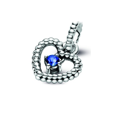 Pandora Sea Blue Beaded Heart Dangle Charm 798854C12
