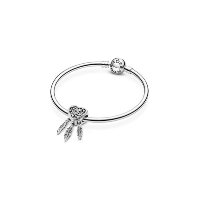 Pandora Openwork Heart Three Feathers Dreamcatcher Charm 799107C00