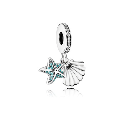 Pandora Tropical Starfish & Sea Shell Dangle Charm Frosty Mint