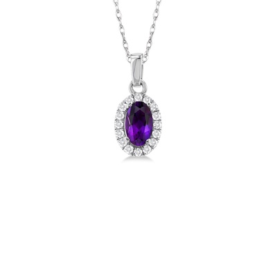 Albert's 10k White Gold 1/4ct Oval Amethyst .07ctw Diamond Halo