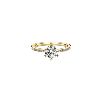 Clear Sparkling Blue Sparkling Crown Solitaire Ring Tourism