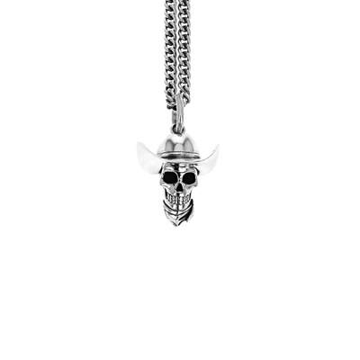 King Baby Sterling Cowboy Skull Pendant with 24'' Chain K10-5722-24