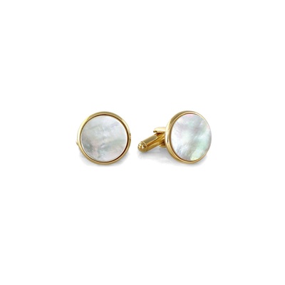 Albert's Brass with Gold Finish Mother of Pearl Cufflinks BCL-017