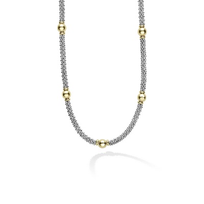 LAGOS Sterling Silver 18k Yellow Gold 16'' Signature Caviar 9 LAGOS Sterling Silver 18k Yellow Gold 16'' Signature Caviar 9