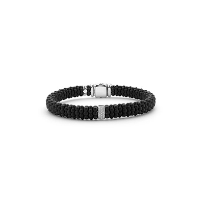 LAGOS Sterling Silver Black Ceramic Men's 8'' 9mm Black Caviar