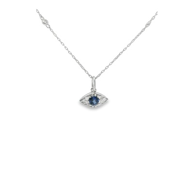 Albert's 14k White Gold 18'' Round Sapphire Diamond