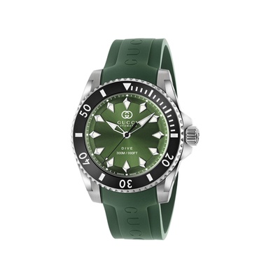 Gucci Dive 40mm Automatic Green Rubber Strap Watch YA136360